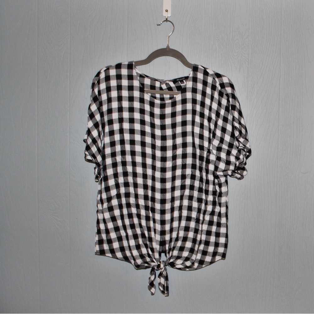 Madewell Black and White Gingham Blouse